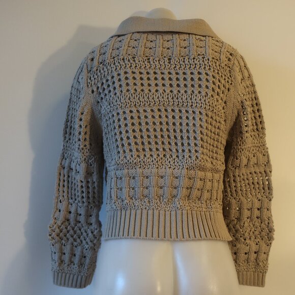 NWT Womens Jonathan Simkhai Gray Open Knit Collared Sweater XS - Picture 5 of 7